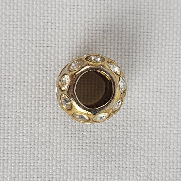 Persona 925 Sterling Silver Gold Overlay Crystal Stud Charm Bead - Picture 3 of 5